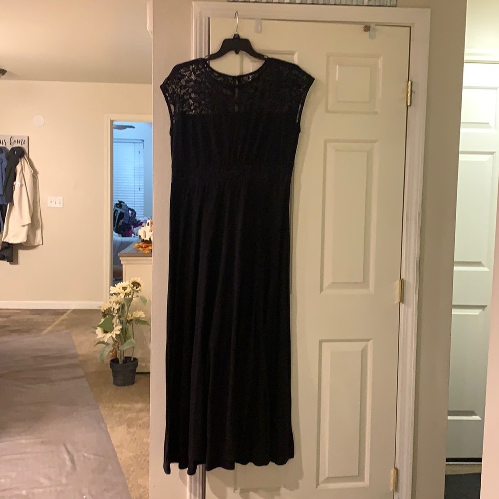 Long black dress with lace